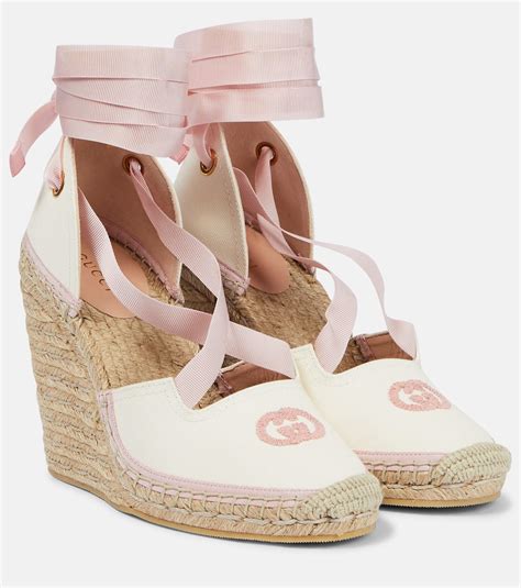 gucci white wedges|Gucci espadrilles wedges.